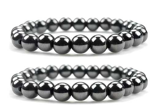 Natural Round Beads Magnetic Hematite Crystal Stone 8mm Bracelet (Pack of 2) - This, That and More