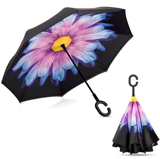 Double Layer Strong waterproof Umbrella with C- Shape Handle - This, That and More