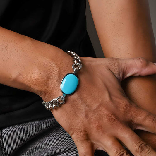 Gleaming Beads & Silver Plated - Celebrity Men's Bracelet - This, That and More
