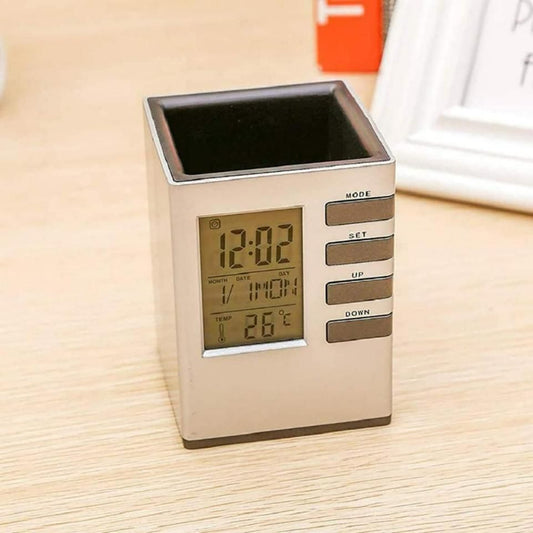 Pen Holder With LCD Display Digital Alarm Clock - This, That and More