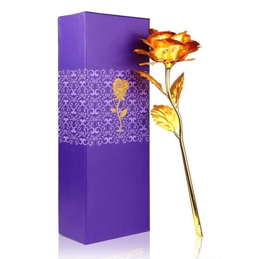 Artificial Golden Rosegold Red Rose With Gift Box (10 Inches) - This, That and More